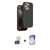 MARSİLYAN™- iPhone 16 Pro Max Kılıf Kıvılcım Çizgi Serisi - Siyah Bilvis 5in1 3D Magic Cam Ekran Koruyucu + Titanyum Gri Bilvis Titan Kamera Lens