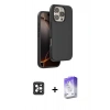 MARSİLYAN™- iPhone 16 Pro Max Kılıf Kıvılcım Çizgi Serisi - Siyah Bilvis 5in1 3D Magic Cam Ekran Koruyucu + PVD Metal Kamera Lens - SH