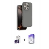 MARSİLYAN™- iPhone 16 Pro Max Kılıf Kıvılcım Çizgi Serisi - Siyah Bilvis 5in1 3D Magic Cam Ekran Koruyucu + Titanyum Gri Bilvis Titan Kamera Lens