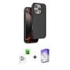 MARSİLYAN™- iPhone 16 Pro Max Kılıf Kıvılcım Çizgi Serisi - Siyah Bilvis 5in1 3D Magic Cam Ekran Koruyucu + Raze Metal Kamera Lens - BZ