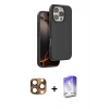 MARSİLYAN™- iPhone 16 Pro Max Kılıf Kıvılcım Çizgi Serisi - Siyah Bilvis 5in1 3D Magic Cam Ekran Koruyucu + Çöl Titanyum Pers Alüminyum Kamera Lens