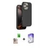 MARSİLYAN™- iPhone 16 Pro Max Kılıf Kıvılcım Çizgi Serisi - Siyah Bilvis 5in1 3D Magic Cam Ekran Koruyucu + Raze Metal Kamera Lens - NLGY