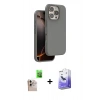 MARSİLYAN™- iPhone 16 Pro Max Kılıf Kıvılcım Çizgi Serisi - Siyah Bilvis 5in1 5D Magic Hayalet Cam Ekran Koruyucu + Raze Metal Kamera Lens - NLGY