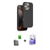 MARSİLYAN™- iPhone 16 Pro Max Kılıf Kıvılcım Çizgi Serisi - Siyah Bilvis 5in1 5D Magic Hayalet Cam Ekran Koruyucu + Raze Metal Kamera Lens - SH
