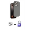 MARSİLYAN™- iPhone 16 Pro Max Kılıf Kıvılcım Çizgi Serisi - Siyah Bilvis 5in1 5D Magic Hayalet Cam Ekran Koruyucu + Pers Alüminyum Kamera Lens - GS