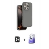 MARSİLYAN™- iPhone 16 Pro Max Kılıf Kıvılcım Çizgi Serisi - Siyah Bilvis 5in1 5D Magic Hayalet Cam Ekran Koruyucu + Siyah PVD Metal Kamera Lens