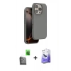 MARSİLYAN™- iPhone 16 Pro Max Kılıf Kıvılcım Çizgi Serisi - Siyah Bilvis 5in1 5D Magic Hayalet Cam Ekran Koruyucu + Raze Metal Kamera Lens - SH