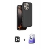 MARSİLYAN™- iPhone 16 Pro Max Kılıf Kıvılcım Çizgi Serisi - Siyah Bilvis 5in1 5D Magic Hayalet Cam Ekran Koruyucu + Siyah PVD Metal Kamera Lens