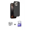 MARSİLYAN™- iPhone 16 Pro Max Kılıf Kıvılcım Çizgi Serisi - Siyah Bilvis 5in1 5D Magic Hayalet Cam Ekran Koruyucu + Pers Alüminyum Kamera Lens - GS