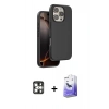 MARSİLYAN™- iPhone 16 Pro Max Kılıf Kıvılcım Çizgi Serisi - Siyah Bilvis 5in1 5D Magic Hayalet Cam Ekran Koruyucu + PVD Metal Kamera Lens - GS