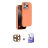 MARSİLYAN™- iPhone 16 Pro Max Kılıf Kıvılcım Çizgi Serisi - Siyah Bilvis 5in1 5D Magic Hayalet Cam Ekran Koruyucu + Çöl Titanyum Pers Alüminyum Kamera Lens