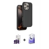 MARSİLYAN™- iPhone 16 Pro Max Kılıf Kıvılcım Çizgi Serisi - Siyah Bilvis 5in1 5D Magic Hayalet Cam Ekran Koruyucu + Bilvis Titan Kamera Lens - SH