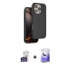 MARSİLYAN™- iPhone 16 Pro Max Kılıf Kıvılcım Çizgi Serisi - Siyah Bilvis 5in1 5D Magic Hayalet Cam Ekran Koruyucu + Bilvis Titan Kamera Lens - TMGI