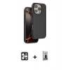 MARSİLYAN™- iPhone 16 Pro Max Kılıf Kıvılcım Çizgi Serisi - Siyah Bilvis Hayalet Cam Ekran Koruyucu + PVD Metal Kamera Lens - GD