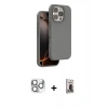 MARSİLYAN™- iPhone 16 Pro Max Kılıf Kıvılcım Çizgi Serisi - Siyah Bilvis Hayalet Cam Ekran Koruyucu + Pers Alüminyum Kamera Lens - GS