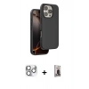 MARSİLYAN™- iPhone 16 Pro Max Kılıf Kıvılcım Çizgi Serisi - Siyah Bilvis Hayalet Cam Ekran Koruyucu + Pers Alüminyum Kamera Lens - GS