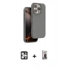 MARSİLYAN™- iPhone 16 Pro Max Kılıf Kıvılcım Çizgi Serisi - Siyah Bilvis Hayalet Cam Ekran Koruyucu + PVD Metal Kamera Lens - GS