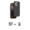 MARSİLYAN™- iPhone 16 Pro Max Kılıf Kıvılcım Çizgi Serisi - Siyah Bilvis Hayalet Cam Ekran Koruyucu + Pers Alüminyum Kamera Lens - GI