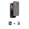 MARSİLYAN™- iPhone 16 Pro Max Kılıf Kıvılcım Çizgi Serisi - Siyah Bilvis Hayalet Cam Ekran Koruyucu + PVD Metal Kamera Lens - SH