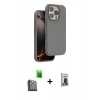 MARSİLYAN™- iPhone 16 Pro Max Kılıf Kıvılcım Çizgi Serisi - Siyah Bilvis Hayalet Cam Ekran Koruyucu + Siyah Raze Metal Kamera Lens