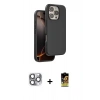 MARSİLYAN™- iPhone 16 Pro Max Kılıf Kıvılcım Çizgi Serisi - Siyah Buffer Cam Ekran Koruyucu + Pers Alüminyum Kamera Lens - GI