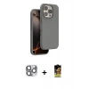 MARSİLYAN™- iPhone 16 Pro Max Kılıf Kıvılcım Çizgi Serisi - Siyah Buffer Cam Ekran Koruyucu + Pers Alüminyum Kamera Lens - GI