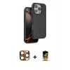 MARSİLYAN™- iPhone 16 Pro Max Kılıf Kıvılcım Çizgi Serisi - Siyah Buffer Cam Ekran Koruyucu + Pers Alüminyum Kamera Lens - CLTM