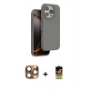 MARSİLYAN™- iPhone 16 Pro Max Kılıf Kıvılcım Çizgi Serisi - Siyah Buffer Cam Ekran Koruyucu + Pers Alüminyum Kamera Lens - CLTM