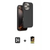 MARSİLYAN™- iPhone 16 Pro Max Kılıf Kıvılcım Çizgi Serisi - Siyah Buffer Cam Ekran Koruyucu + PVD Metal Kamera Lens - SH