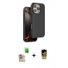 MARSİLYAN™- iPhone 16 Pro Max Kılıf Kıvılcım Çizgi Serisi - Siyah Buffer Cam Ekran Koruyucu + Raze Metal Kamera Lens - NLGY