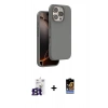 MARSİLYAN™- iPhone 16 Pro Max Kılıf Kıvılcım Çizgi Serisi - Siyah Buffer Hayalet Cam Ekran Koruyucu + Bilvis Titan Kamera Lens - TMGI