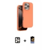 MARSİLYAN™- iPhone 16 Pro Max Kılıf Kıvılcım Çizgi Serisi - Siyah Buffer Hayalet Cam Ekran Koruyucu + PVD Metal Kamera Lens - GD