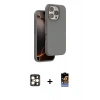 MARSİLYAN™- iPhone 16 Pro Max Kılıf Kıvılcım Çizgi Serisi - Siyah Buffer Hayalet Cam Ekran Koruyucu + PVD Metal Kamera Lens - GD
