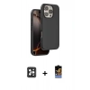 MARSİLYAN™- iPhone 16 Pro Max Kılıf Kıvılcım Çizgi Serisi - Siyah Buffer Hayalet Cam Ekran Koruyucu + PVD Metal Kamera Lens - SH