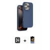 MARSİLYAN™- iPhone 16 Pro Max Kılıf Kıvılcım Çizgi Serisi - Siyah Buffer Hayalet Cam Ekran Koruyucu + PVD Metal Kamera Lens - SH