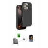MARSİLYAN™- iPhone 16 Pro Max Kılıf Kıvılcım Çizgi Serisi - Siyah Buffer Hayalet Cam Ekran Koruyucu + Raze Metal Kamera Lens - SH