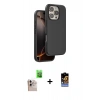 MARSİLYAN™- iPhone 16 Pro Max Kılıf Kıvılcım Çizgi Serisi - Siyah Buffer Hayalet Cam Ekran Koruyucu + Raze Metal Kamera Lens - NLGY