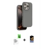 MARSİLYAN™- iPhone 16 Pro Max Kılıf Kıvılcım Çizgi Serisi - Siyah Buffer Hayalet Cam Ekran Koruyucu + Raze Metal Kamera Lens - BZ