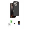 MARSİLYAN™- iPhone 16 Pro Max Kılıf Kıvılcım Çizgi Serisi - Siyah Buffer Hayalet Cam Ekran Koruyucu + Raze Metal Kamera Lens - BZ