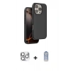 MARSİLYAN™- iPhone 16 Pro Max Kılıf Kıvılcım Çizgi Serisi - Siyah Joko Magic 5D Cam + Gümüş Pers Alüminyum Kamera Lens