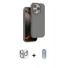 MARSİLYAN™- iPhone 16 Pro Max Kılıf Kıvılcım Çizgi Serisi - Siyah Joko Magic 5D Cam + Gümüş Pers Alüminyum Kamera Lens