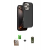MARSİLYAN™- iPhone 16 Pro Max Kılıf Kıvılcım Çizgi Serisi - Siyah Joko Magic 5D Hayalet Cam + Çöl Titanyum Raze Metal Kamera Lens