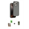 MARSİLYAN™- iPhone 16 Pro Max Kılıf Kıvılcım Çizgi Serisi - Siyah Joko Magic 5D Hayalet Cam + Çöl Titanyum Raze Metal Kamera Lens