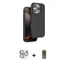 MARSİLYAN™- iPhone 16 Pro Max Kılıf Kıvılcım Çizgi Serisi - Siyah Joko Magic 5D Hayalet Cam + Pers Alüminyum Kamera Lens - GS