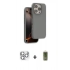 MARSİLYAN™- iPhone 16 Pro Max Kılıf Kıvılcım Çizgi Serisi - Siyah Joko Magic 5D Hayalet Cam + Pers Alüminyum Kamera Lens - GS