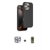 MARSİLYAN™- iPhone 16 Pro Max Kılıf Kıvılcım Çizgi Serisi - Siyah Joko Magic 5D Hayalet Cam + Pers Alüminyum Kamera Lens - GI