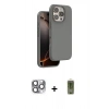 MARSİLYAN™- iPhone 16 Pro Max Kılıf Kıvılcım Çizgi Serisi - Siyah Joko Magic 5D Hayalet Cam + Pers Alüminyum Kamera Lens - GI