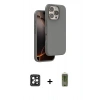 MARSİLYAN™- iPhone 16 Pro Max Kılıf Kıvılcım Çizgi Serisi - Siyah Joko Magic 5D Hayalet Cam + PVD Metal Kamera Lens - SH