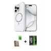 MARSİLYAN™- iPhone 16 Pro Max Kılıf Kıvılcım Form Prime - Şeffaf 360 Full Body Arka Koruyucu + Çöl Titanyum Raze Metal Kamera Lens