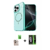 MARSİLYAN™- iPhone 16 Pro Max Kılıf Kıvılcım Form Prime - Şeffaf 360 Full Body Arka Koruyucu + Natural Grey Raze Metal Kamera Lens